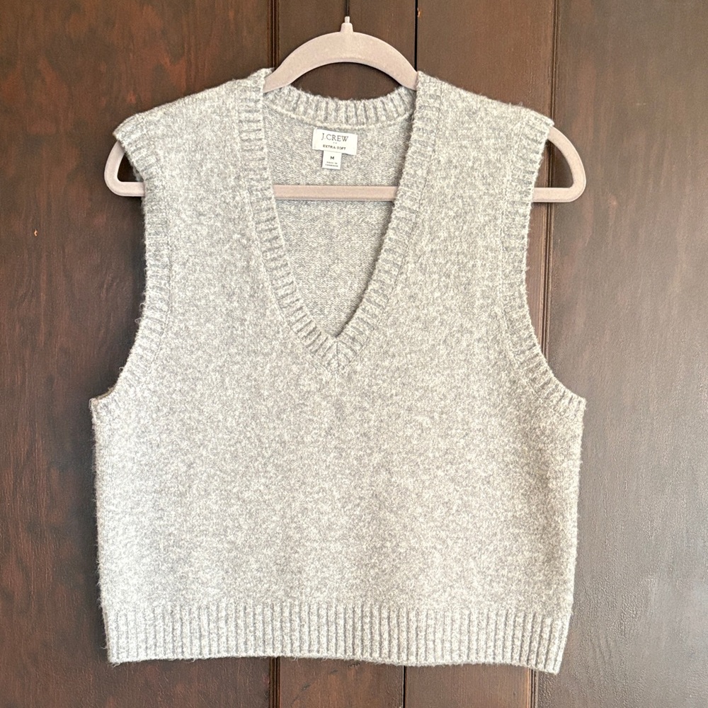 J. Crew Light Gray V-Neck Sweater Vest